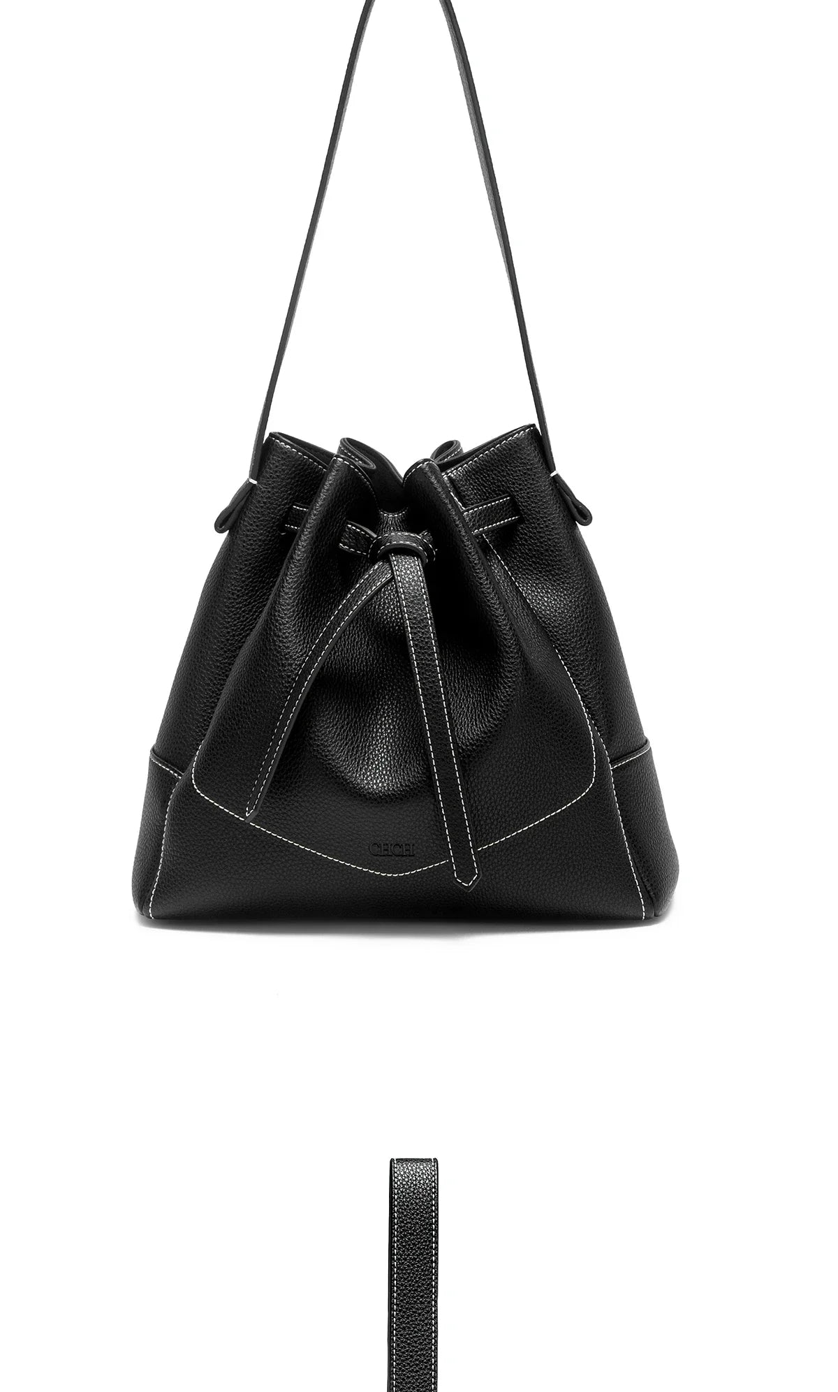 Women's Drawstring Bag Spring Simple Black Casual Women's Bag Mommy Shopping Bag