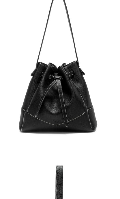 Women's Drawstring Bag Spring Simple Black Casual Women's Bag Mommy Shopping Bag