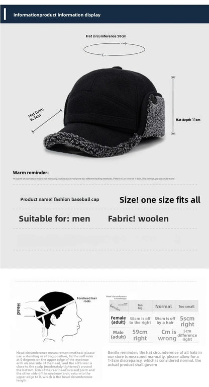 Autumn and Winter New Warm Lei Feng Hat Men's Father Outdoor Leisure Thickened in The Elderly Fleece Hat Baseball Cap Ear Cap
