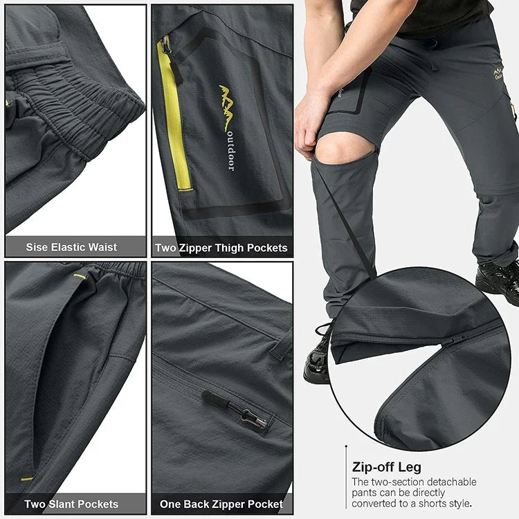 Men's Hiking Pants Trekking Convertible Quick Dry Lightweight Zip-Off Outdoor Travel Camping Fishing Pants