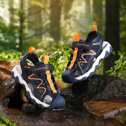 Summer Breathable Anti-Slip Sport Sandals for Boys&Girls Kids Outdoor Closed-Toe Beach Shoes Anti-Bump Water Sandals
