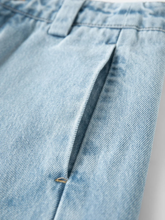 2026 Summer Women's Light Blue Vintage Barrel Leg Jeans, Horseshoe Fit High Waist Loose Trousers for Y2K Retro Street Style