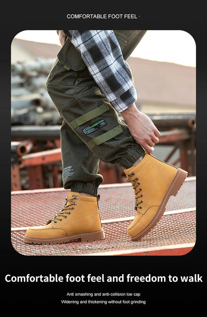 Latest Design Winter Plush Safety Boots Men Waterproof Steel Toe Indestructible Shoes Anti Smashing Puncture Proof Male Footwear