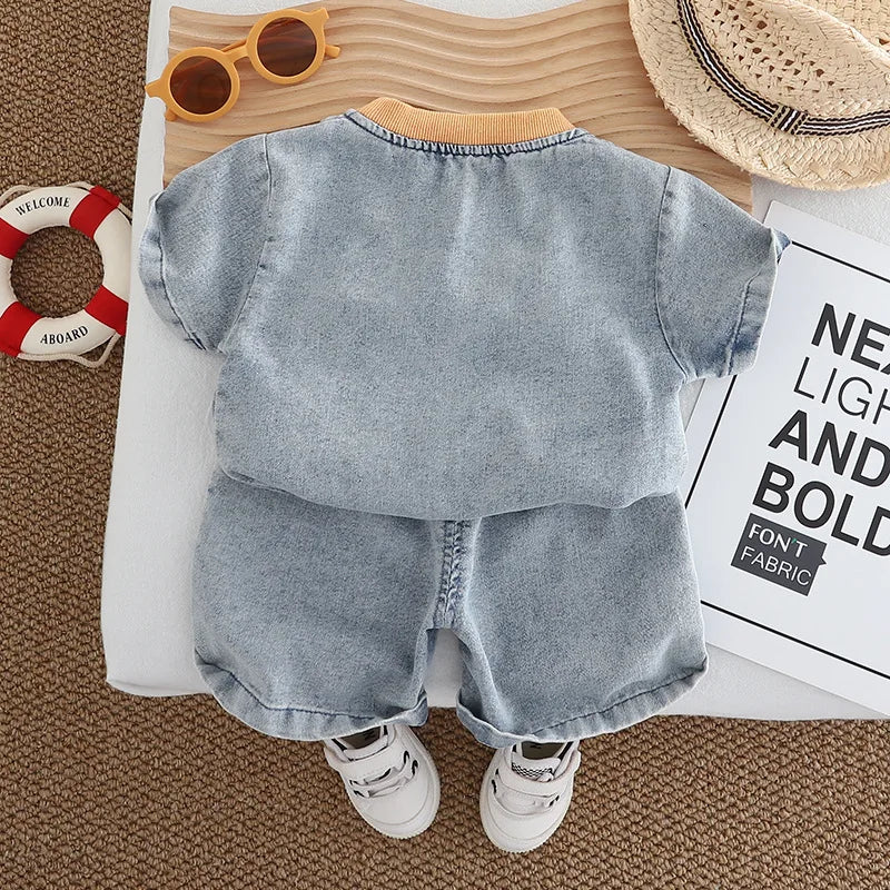 New Summer Baby Boys Clothes Suit Children Outfits Fashion Solid Shirt Shorts 2Pcs/Sets Toddler Casual Costume Kids Tracksuits