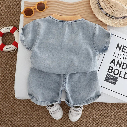 New Summer Baby Boys Clothes Suit Children Outfits Fashion Solid Shirt Shorts 2Pcs/Sets Toddler Casual Costume Kids Tracksuits