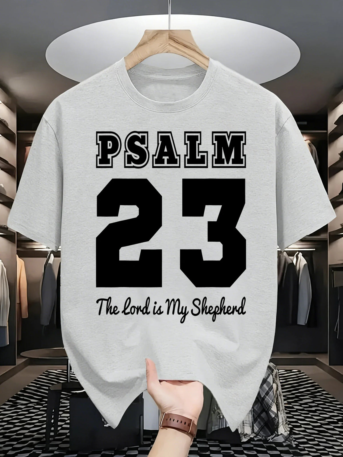 Psalm Number 23 Printing T-Shirt Men Cotton Crewneck T Shirts Summer Loose Basics Clothing Fashion Unisex Retro Short Sleeve