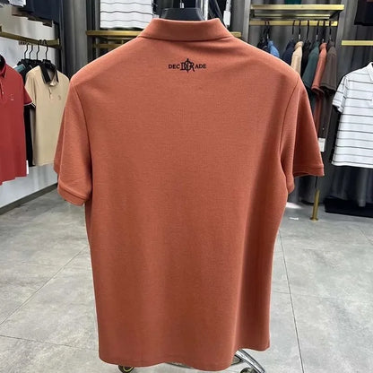 Designer brand 100%cotton short sleeve polo shirt summer trend letter embossed lapel top casual golf T-shirt business men's wear
