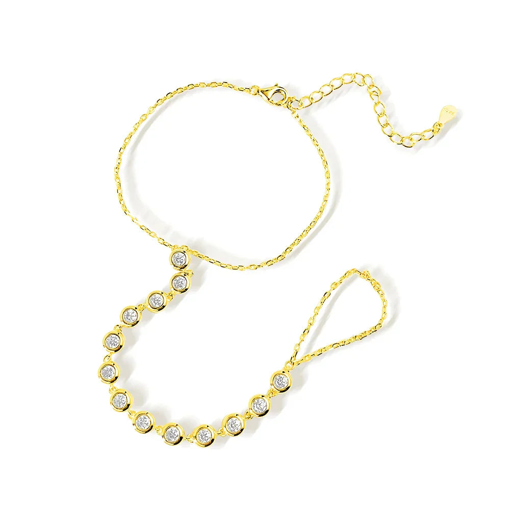 3mm Moissanite Bracelets for Women Girls 15-20cm Adjustable Chain 925 Sterling Silver Plated 18k Dainty Bubble Bracelet