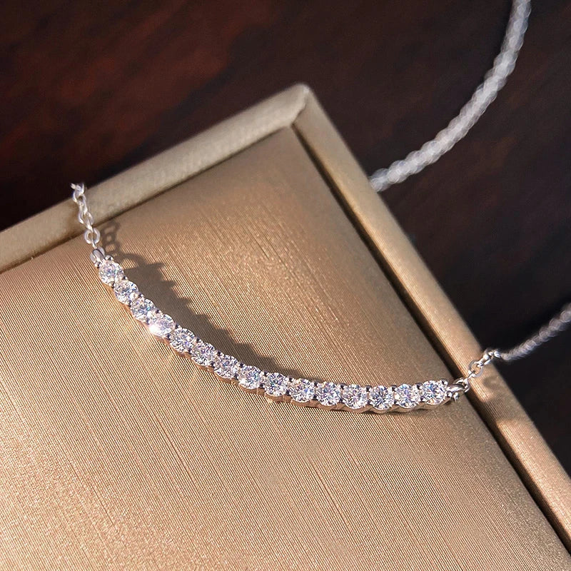 D VVS1 Moissanite Pandent Necklace s925 Sterling Silver Plated 18k White Gold GRA Certified Smile Necklaces for Women