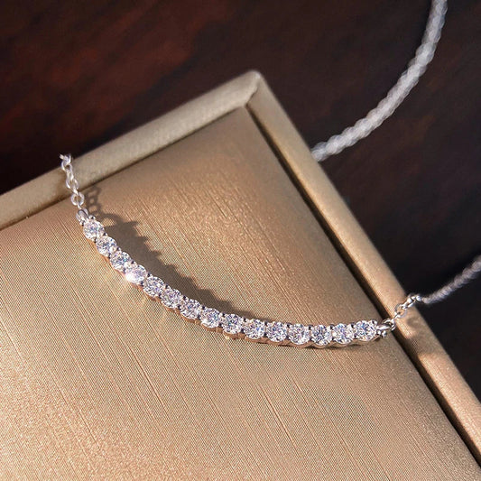 D VVS1 Moissanite Pandent Necklace s925 Sterling Silver Plated 18k White Gold GRA Certified Smile Necklaces for Women