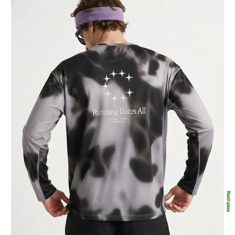 Men's Digital Camo Long-Sleeved T-Shirt: Lightweight, Breathable, Moisture-Wicking—Ideal for Outdoor Sports & Fitness