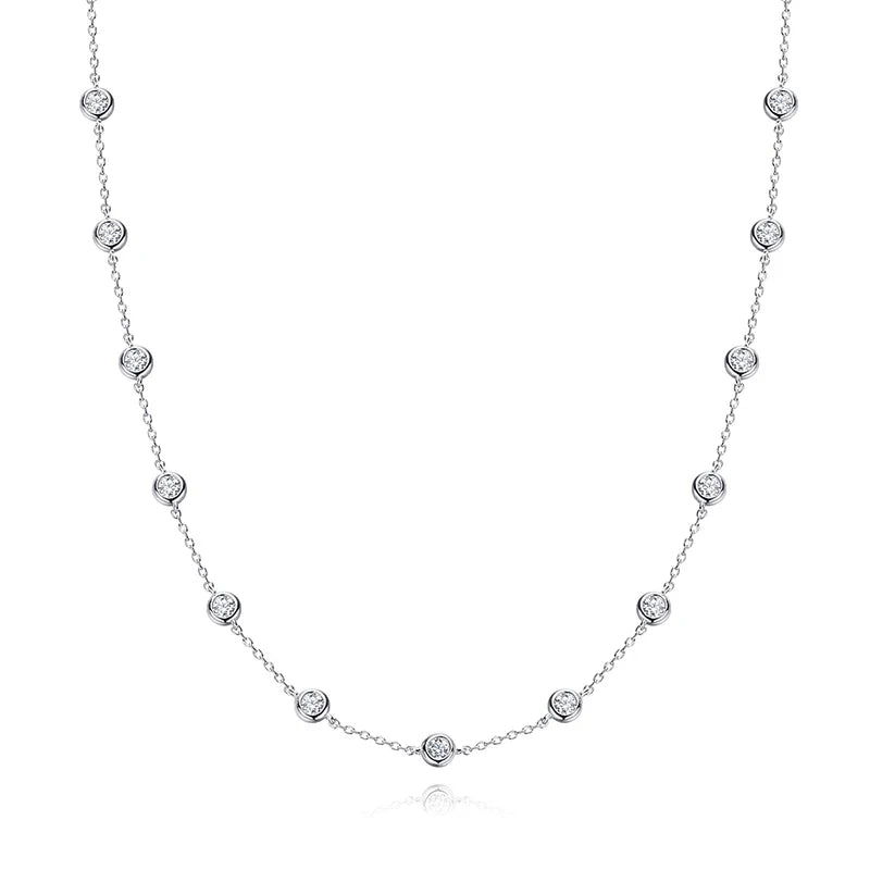 Sparkling Bubble 3mm 2cttw D Color Full Moissanite Tennis Necklace for Women S925 Silver Diamond Men Neck Chain Necklaces