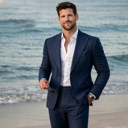 Linen Summer Suit Separates for Men 2 Pieces Wedding Groom Tuxedo Custom Blazer with Pants for Beach Destination Party 2026