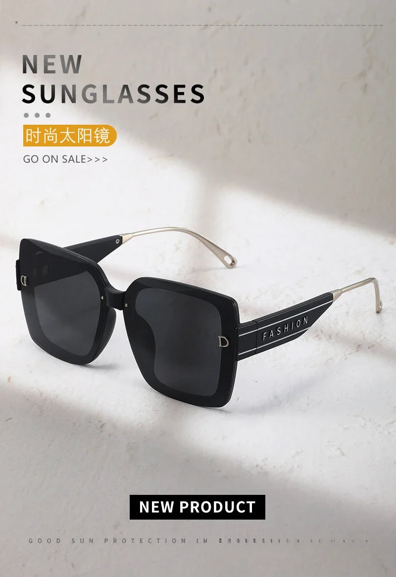 2025 New Polarized Letter Sun Glasses Legs High-end Sunglasses Women's European and American Sunscreen Retro Sunglass Gafas