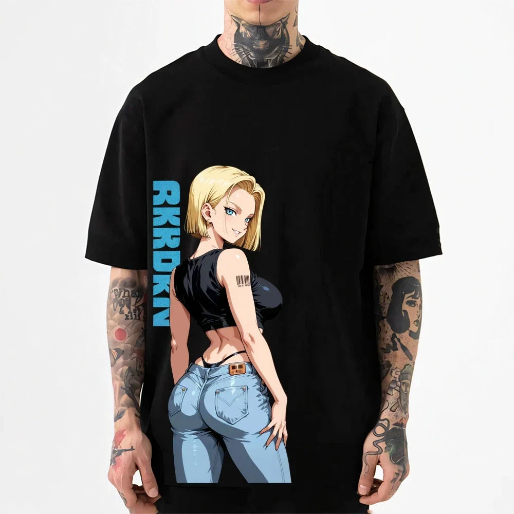 Dragon Ball Android 18 Japanese Style Classic Tee High-quality Streetwear Men's Clothing Women Clothing 2026 Summer New T Shirt
