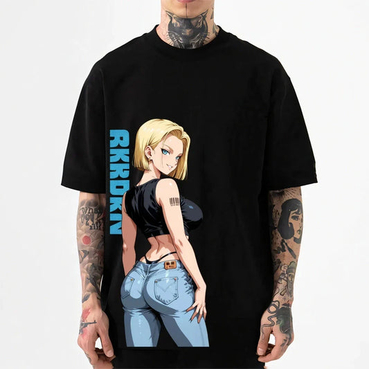 Dragon Ball Android 18 Japanese Style Classic Tee High-quality Streetwear Men's Clothing Women Clothing 2026 Summer New T Shirt