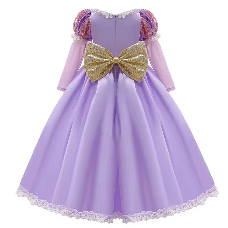Princess Dress for Girls Tangled Cosplay Costume Kids Halloween Christmas Carnival Birthday Party Fancy Clothes