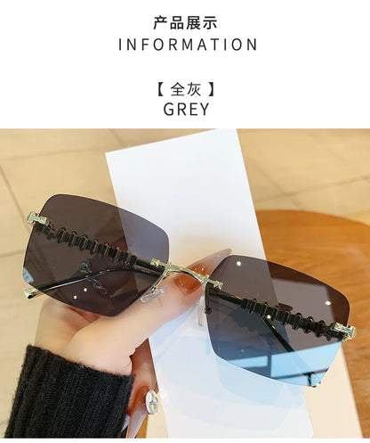 2025 Ins New Square Rimless Sunglasses Women Men Fashion Metal Rivet Legs Sun Glasses Ladies Luxury Sunshade Gafas De Sol UV400