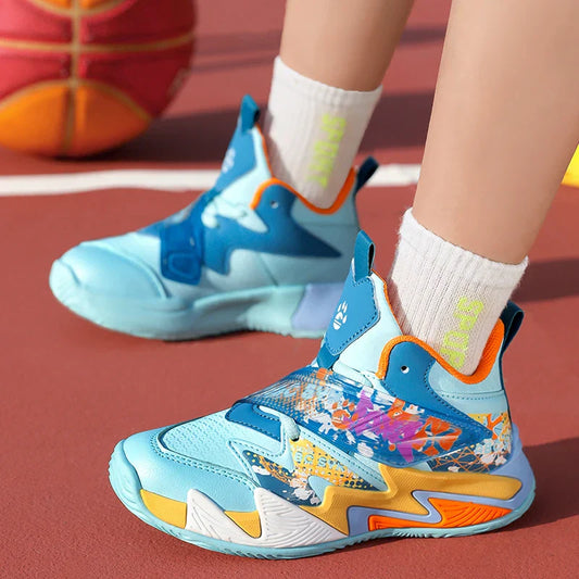 Kids Basketball Shoes Tactical Boots Ankle Support Sneakers Breathable Boys Girls Sports Shoes Shock-absorbing Athletic Shoes