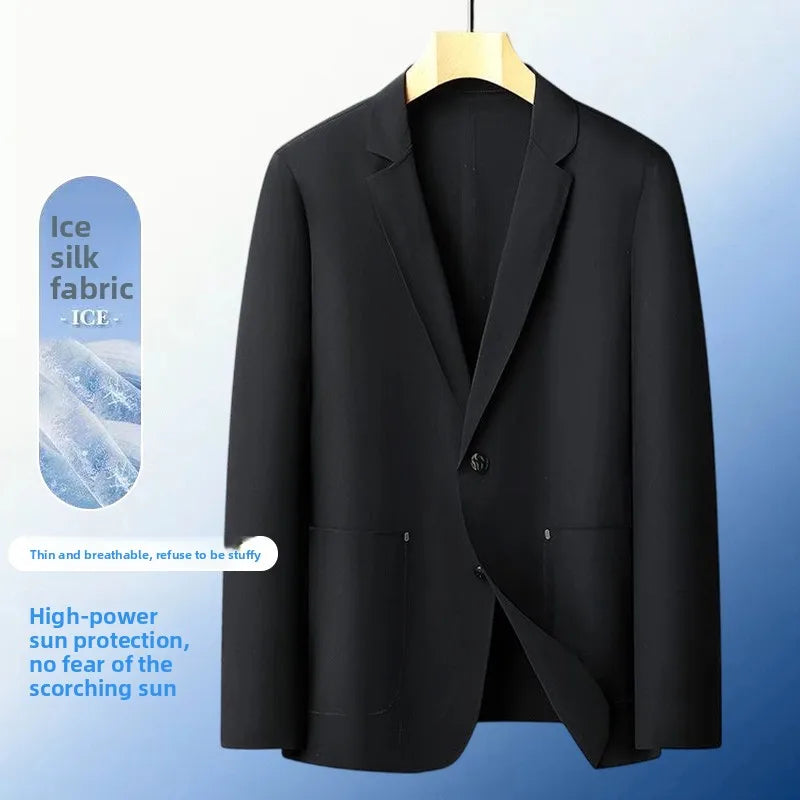 Sunscreen Jacket Blazer - Men's Fashionable Lightweight Business Casual Versatile Casual Cool and Light Thin Elastic Blazer