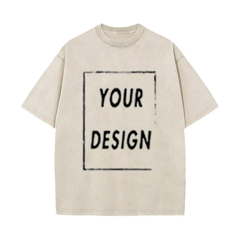 Men's and Women's Cotton Washed T-Shirt Custom Printed T-Shirt 230G Top DIY Your Favorite Pattern or Logo Fashionable Custom Top