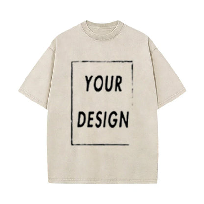 Men's and Women's Cotton Washed T-Shirt Custom Printed T-Shirt 230G Top DIY Your Favorite Pattern or Logo Fashionable Custom Top