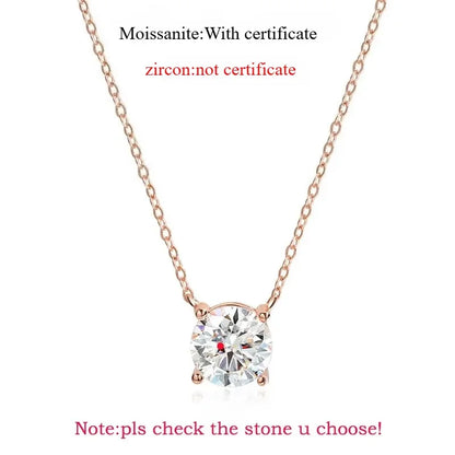 1-5CT Rose Gold Color Moissanite Necklace for Women D Color Sparkling Classic Lab Diamon Pendant Sterling Silver 925 100%