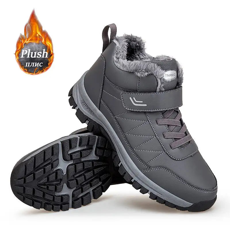 Winter Men Boots PU Leather Snow Boots Man Plush Warm Causal Shoe Waterproof Men Boots High Quality Male Sneakers Ankle Boots