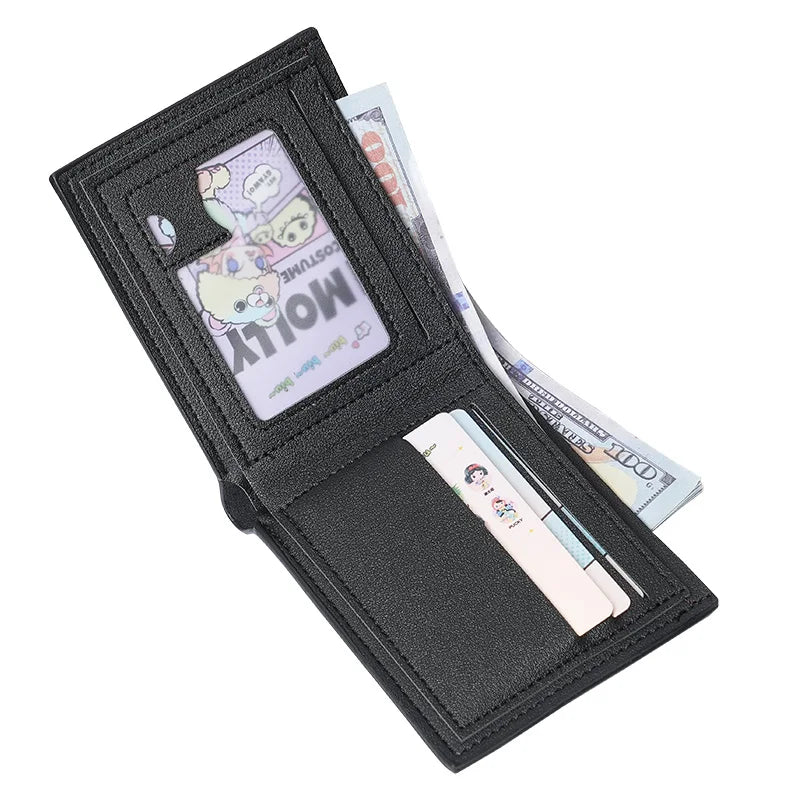 New men's wallets men's short wallet youth fashion rhombic multi-card large capacity coin purse soft wallet