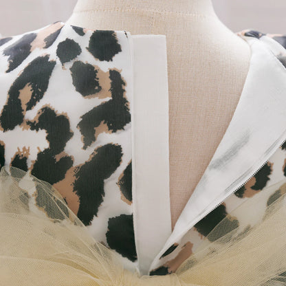 Leopard Princess Party Baby Girl Dress Toddler Tulle Wedding Bridesmaid Evening Dresses for Girls 1st Birthday Prom Tutu Costume