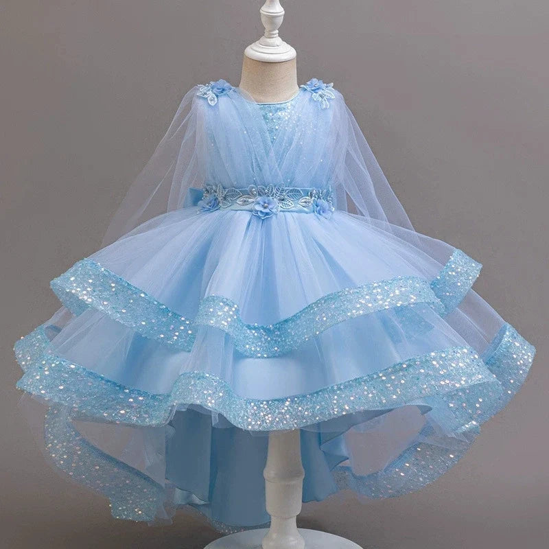 Fashion Solid Princess Dress Girls Lace Mesh Sleeveless Flower Girl Dresses Summer Children Clothing Girls Dress 1-10 Years