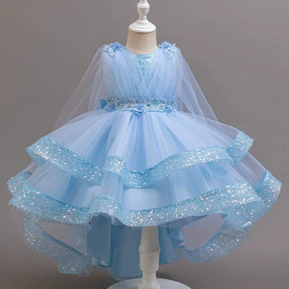 Fashion Solid Princess Dress Girls Lace Mesh Sleeveless Flower Girl Dresses Summer Children Clothing Girls Dress 1-10 Years