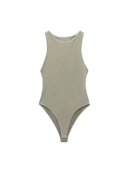Women Fashion With Halter Neck Skinny Bodysuit Sexy Sleeveless Snap-button Female Playsuits Mujer