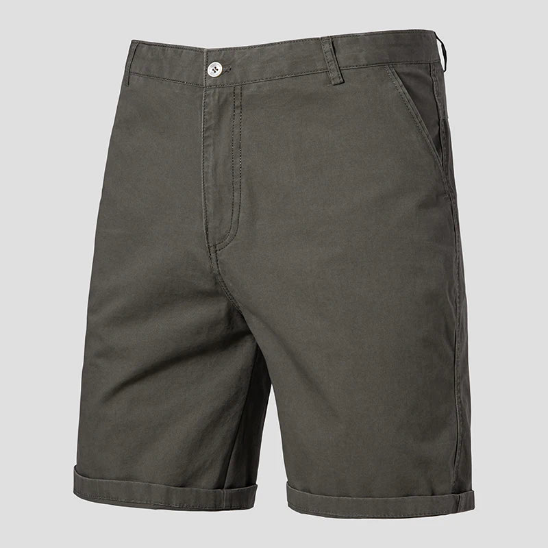 Men Casual Cotton Shorts Golf Dress Shorts Light Weight Sports Casual Knee Shorts Men's Bermuda