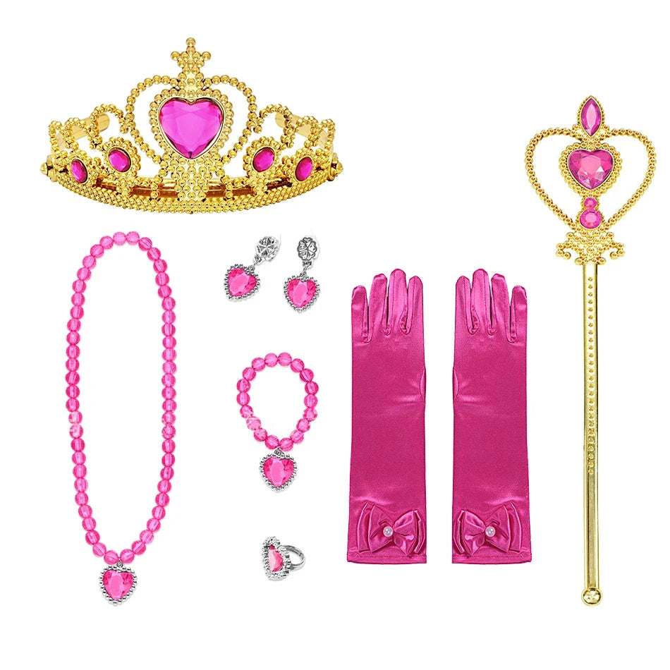 Girls Princess Dress Sleeping Beauty Aurora Cosplay Costume 2025 Kids Carnival Birthday Party Pink  Long Sleeve  Evening Dresses