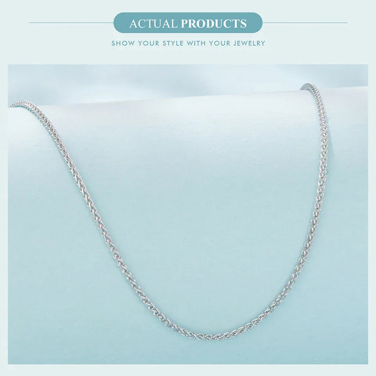 925 Sterling Silver Stackable Basic Wheat Chain Adjustable Figaro Chain with Hoop Clasp for Men Women DIY Pendant Beads