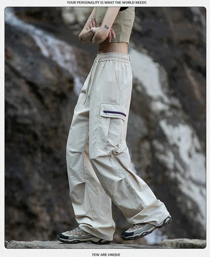 Women Hiking Pants Outdoor Waterproof Zippered Pocket Mountaineering Paratrooper Pants Autumn Breathable Camping Cycling Pants