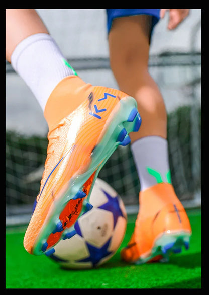New Men Soccer Shoes Boys Cleats Adult Outdoor Breathable Football Boots Training Sport Long Spikes Non Slip Match Comfortable