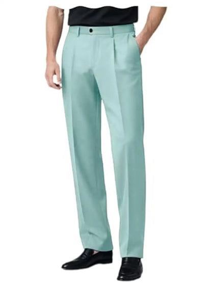 Men's Premium Pleated Wide-Leg Dress Pants Versatile Formal Casual Trousers Chinos Business Daily Office Banquet Wedding Summer