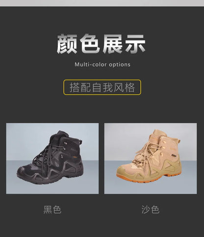 Men's Mid-top Combat Boots Men Outdoor Shock Absorbing Tactical Safety Shoes Waterproof Breathable Desert Boots