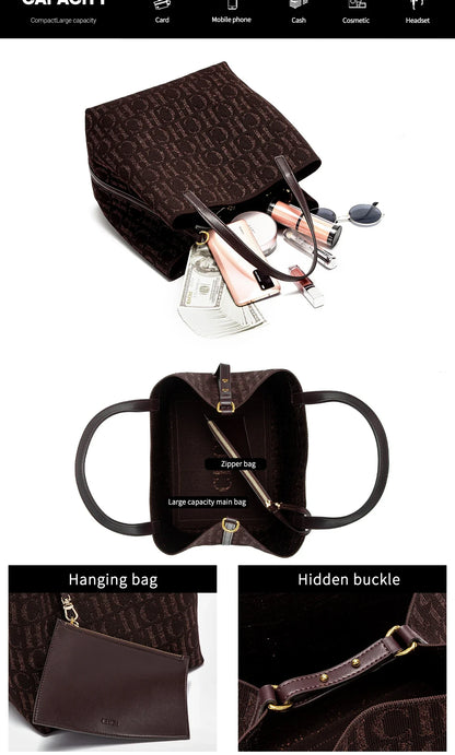 Large Capacity Letter Design Small Card Bag Accessories Handbag Fashion New Solid Color Women's Bucket Bag