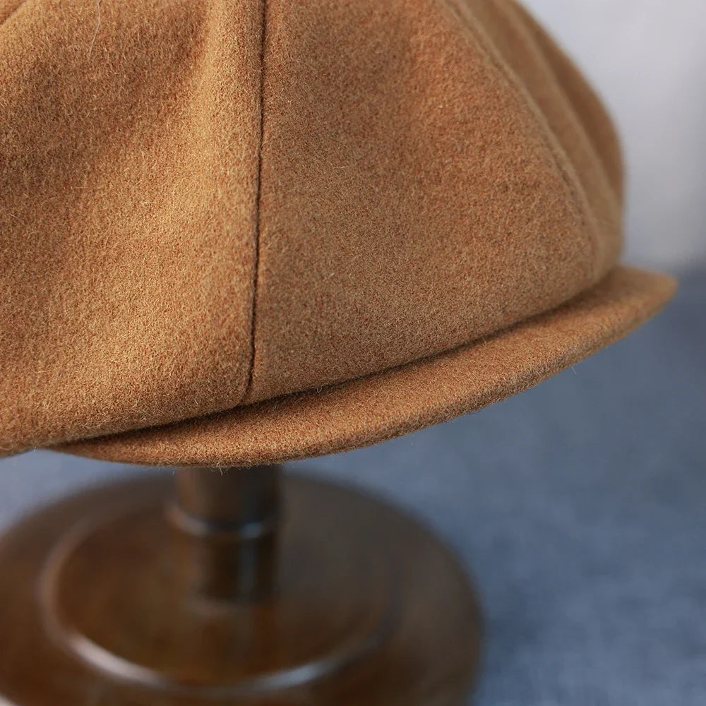 New Wool Newsboy Cap Black Khaki Men Women British Gatsby Retro Hat Driver Flat Cap for Male Vintage Beret for Men 009