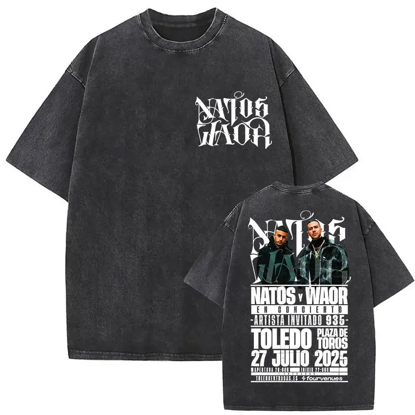 Washed Vintage NATOS WAOR Hijos De La Ruina Logo Album Merch T Shirts Men's Women Hip Hop Gothic Short Sleeve T-shirt Streetwear