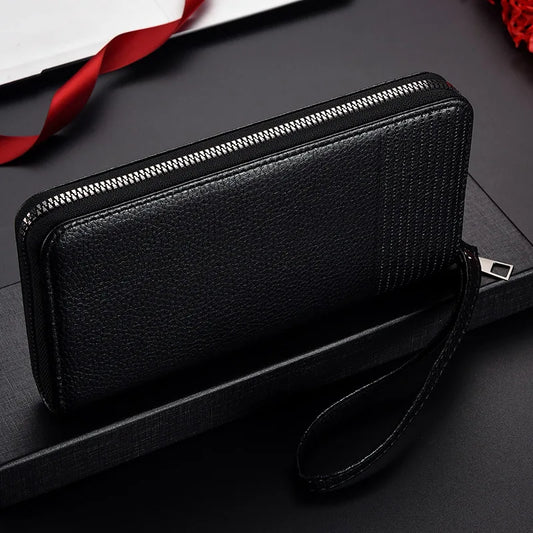 Nouveau portefeuille long pour homme de couleur, anti-RFID, organisateur de sac à main, portefeuille en cuir à fermeture éclair, porte-cartes d'identité et de crédit, nouvelle collection 2024