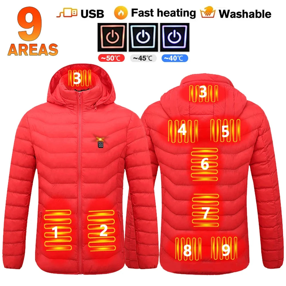 21 Areas Heated Jacket Women's Warm Vest USB Men's Heating Jacket  Waterproof Winter Heated Jackets Ski Clothing Coat Heated