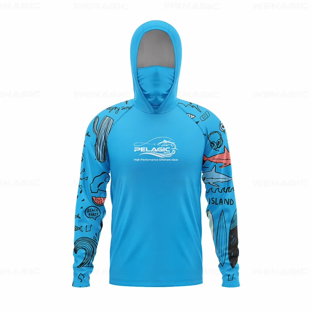 Men Hood Fishing Shirt long sleeve Fishing clothing fishing t shirt uv protection fishing shirt Fishing Apparel
