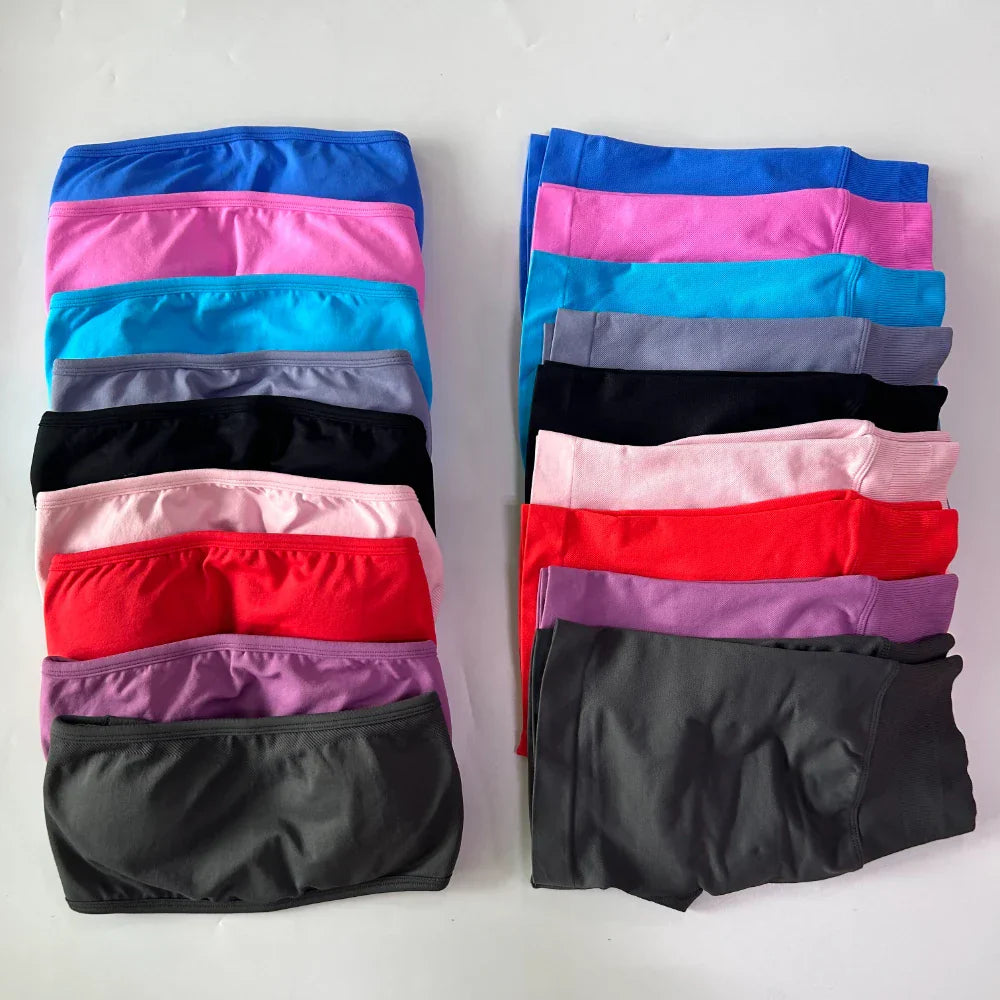 2 Pieces Yoga Set Women Backless Bandeau Sports Bra Scrunch Shorts Yoga Clothing Workout Clothes Outfits Sets Gym Set