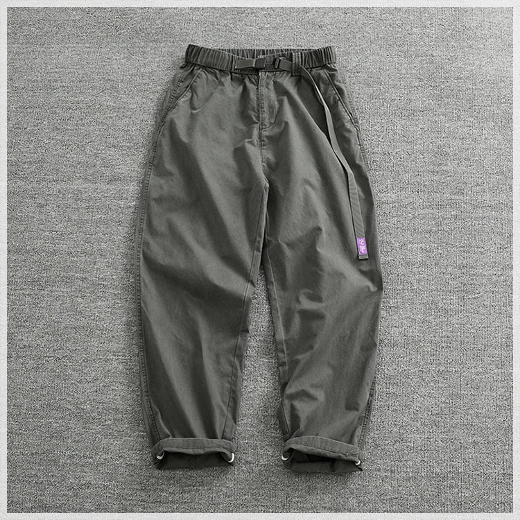 Summer thin casual pants men's straight straight tube loose conical overalls all cotton wash re-engraved purple mark daddy pants
