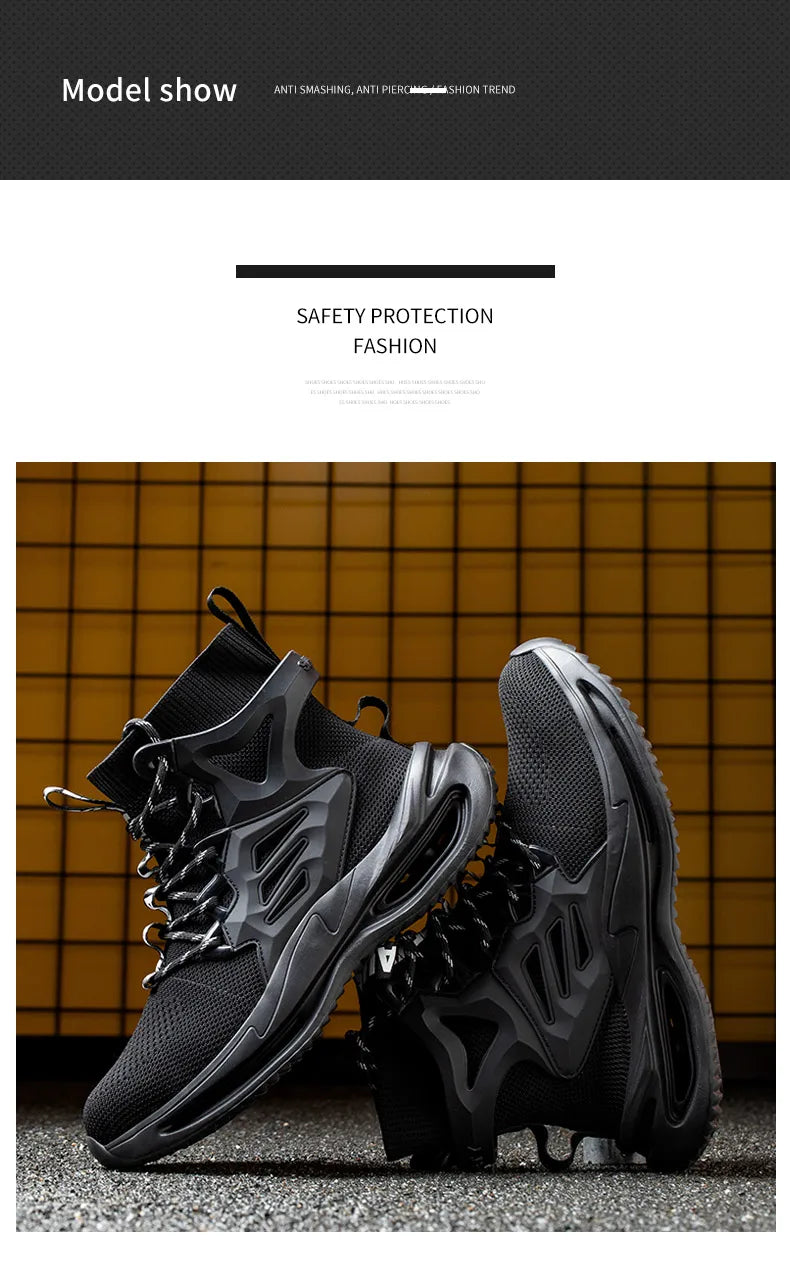European Plus Size 50 Newest Design Men Wrok Safety Boots Anti-smash Steel Toe Cap Indestructible Construction Industry Shoes