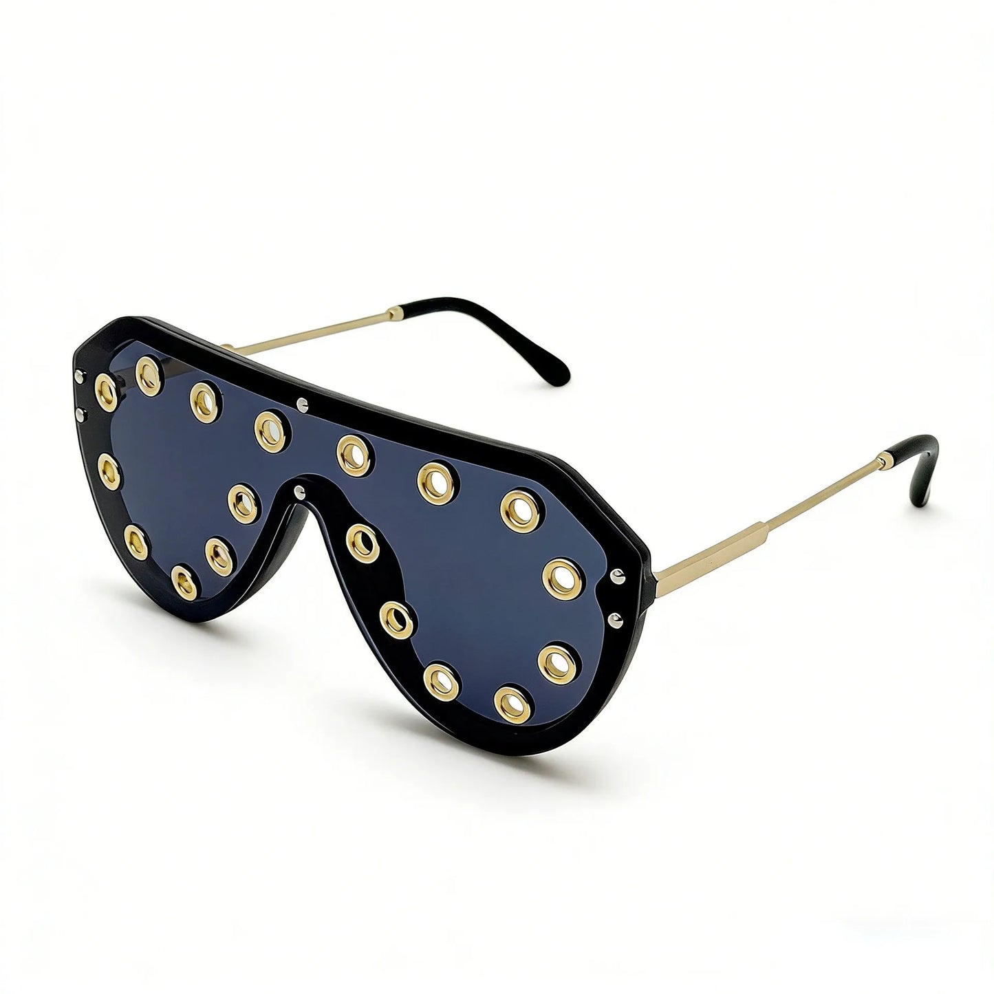 Trendy y2k Oversized One-piece Sunglasses Women Luxury Metal Rivet Party Cool Big Frame Shades UV400 Beach Club Streetwear